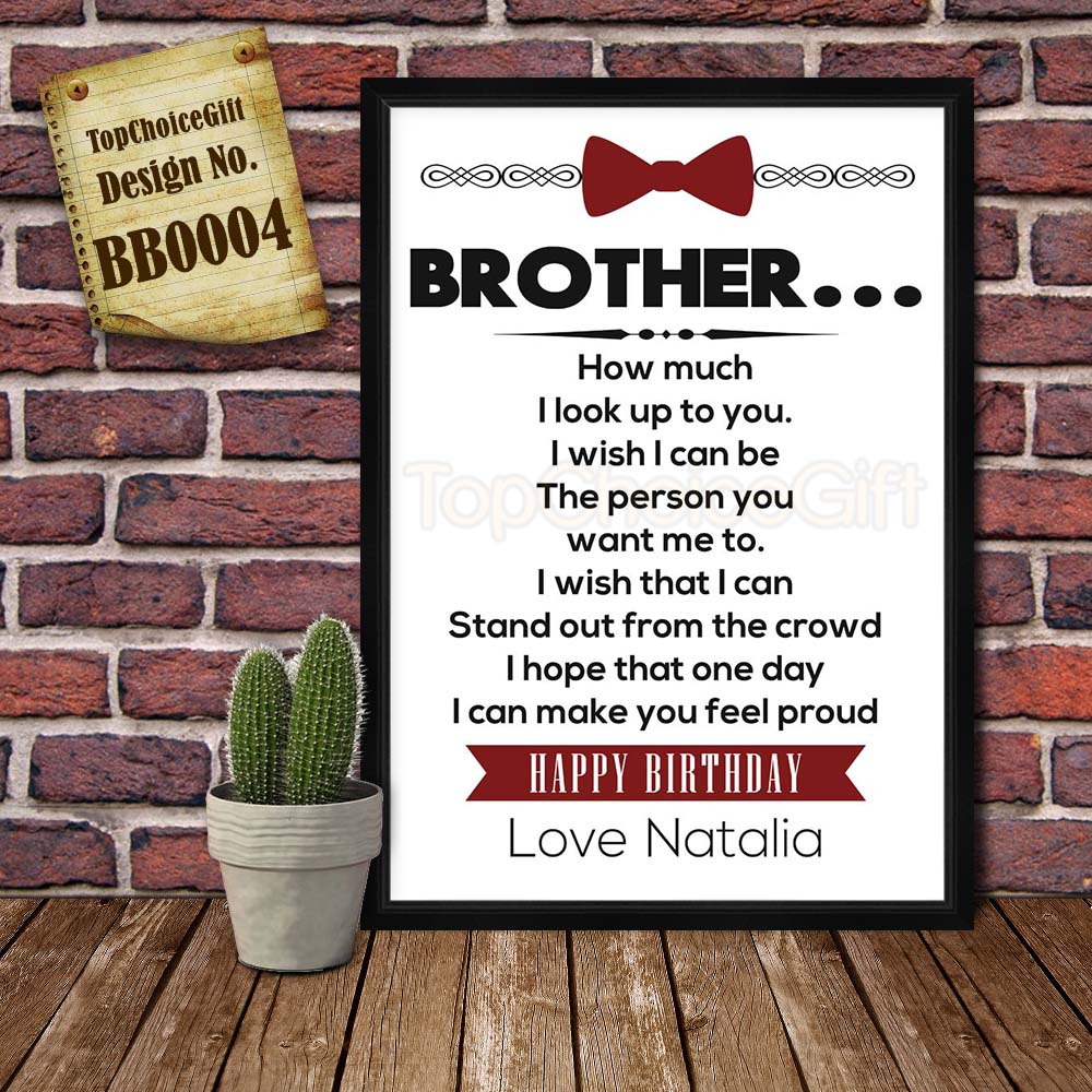 PERSONALISED Love Brother Present Print Birthday greeting poster gift card  | eBay