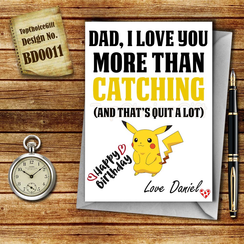 Pokemon Father Personalised Present Print Birthday greeting poster