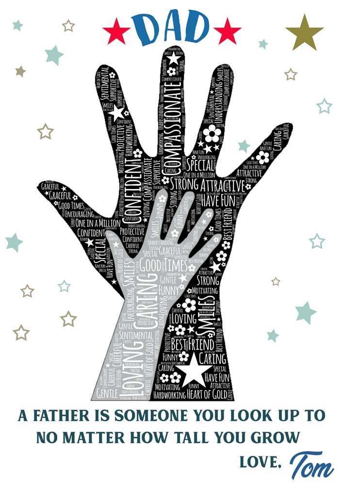 PERSONALISED Birthday Gifts for DADDY DAD Father Hand on Hand Presents